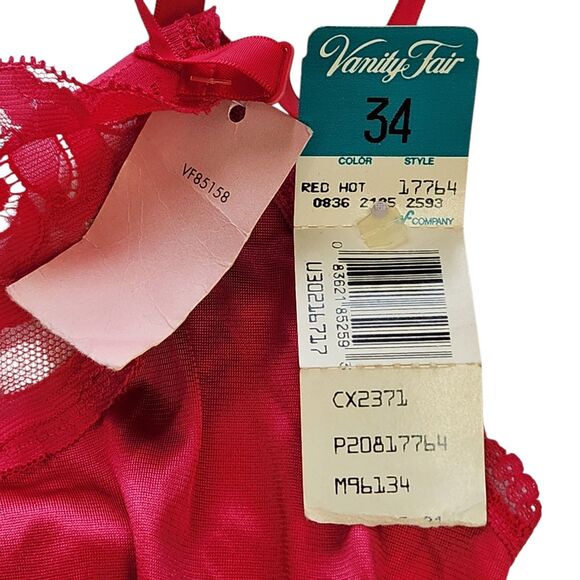 Vintage Vanity Fair Lace Front Pink Camisole Size 34 Pink Red Hot 17764 Lingerie - Picture 4 of 8